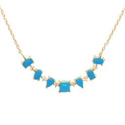 Sterling Silver Sleeping Beauty Turquoise Multi-Shape Line Necklace