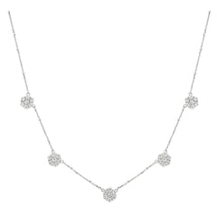 Morris & David 14K Gold Diamond Cluster Station Charm Necklace