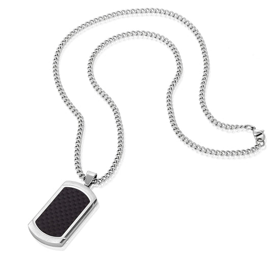 Invicta Men's Stainless Steel Carbon Fiber Inlay Pendant with Chain