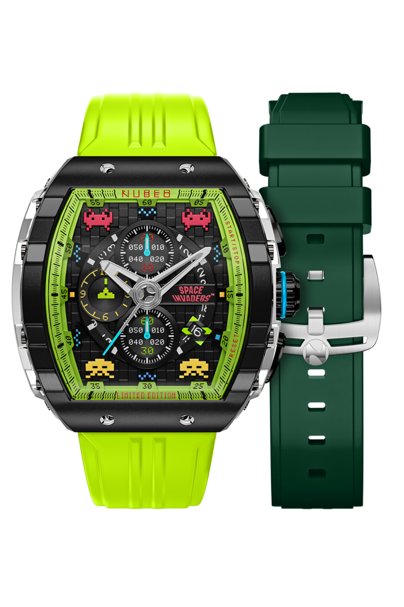 Nubeo Men's 48mm Magellan Space Invaders Limited Edition Strap Watch