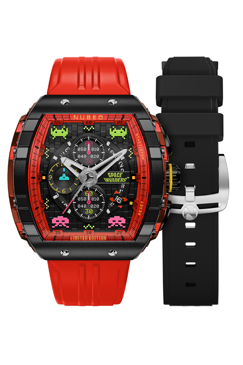 Nubeo Men's 48mm Magellan Space Invaders Limited Edition Strap Watch
