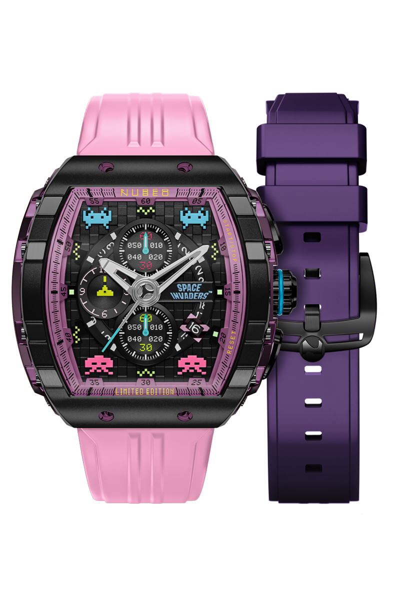 Nubeo Men's 48mm Magellan Space Invaders Limited Edition Strap Watch