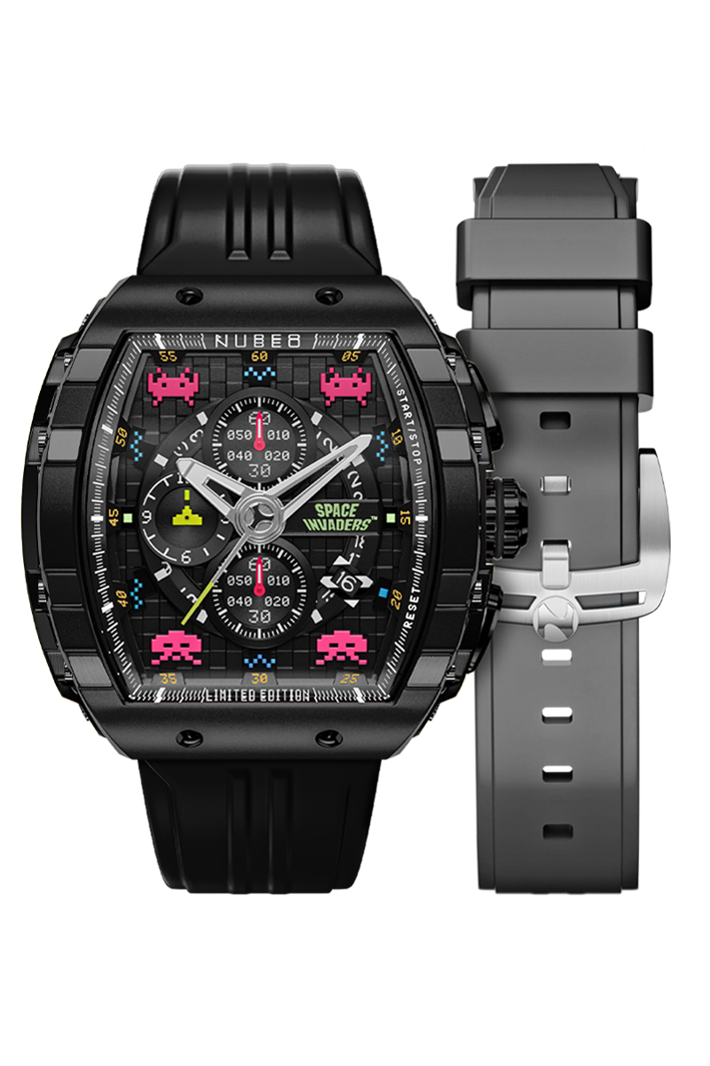 Nubeo Men's 48mm Magellan Space Invaders Limited Edition Strap Watch