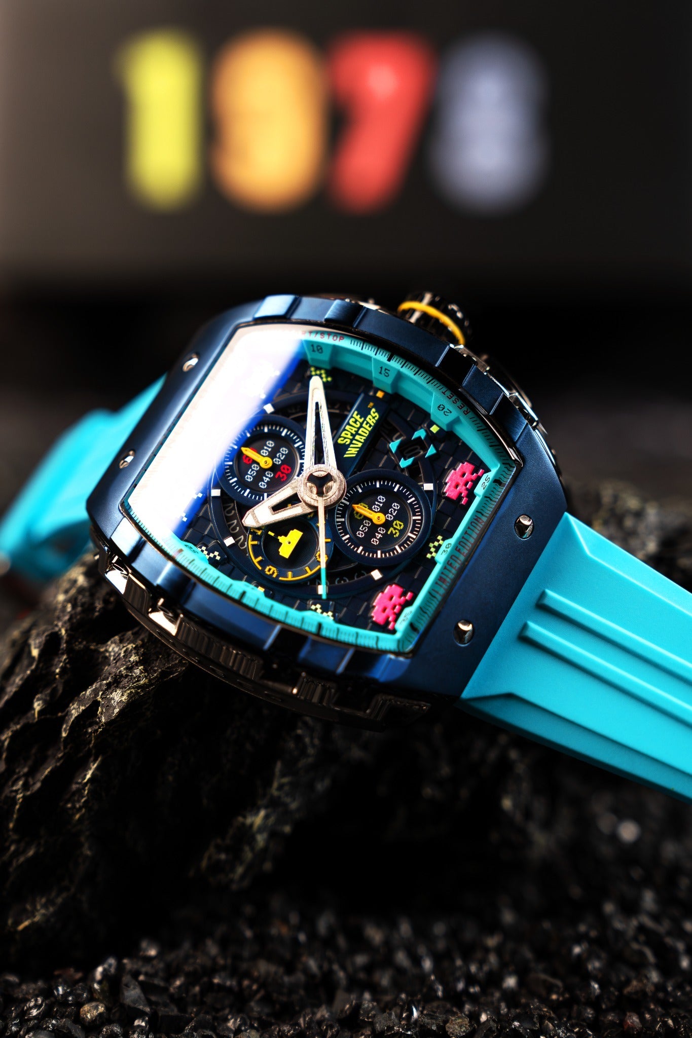 Nubeo Men's 48mm Magellan Space Invaders Limited Edition Strap Watch