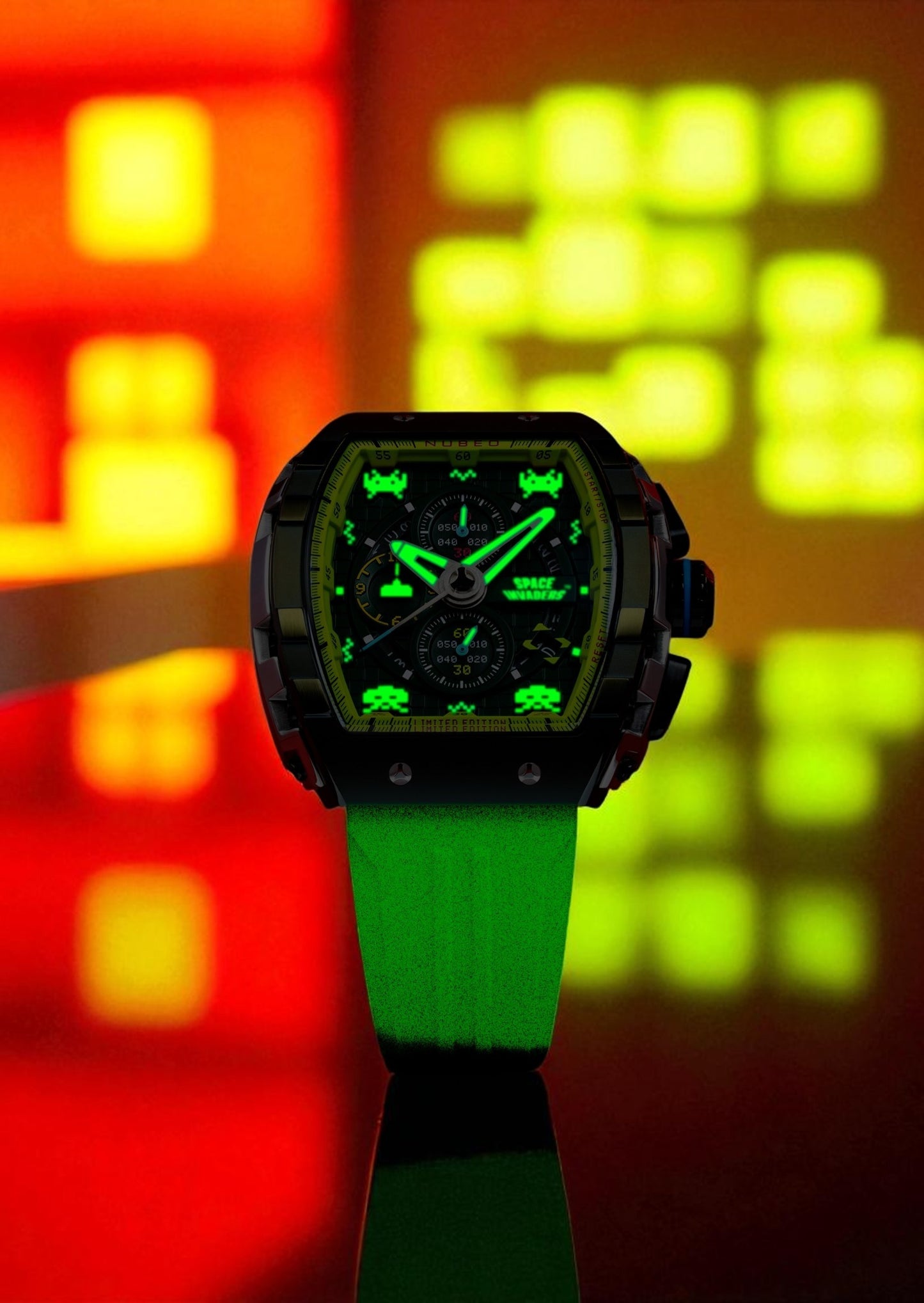 Nubeo Men's 48mm Magellan Space Invaders Limited Edition Strap Watch