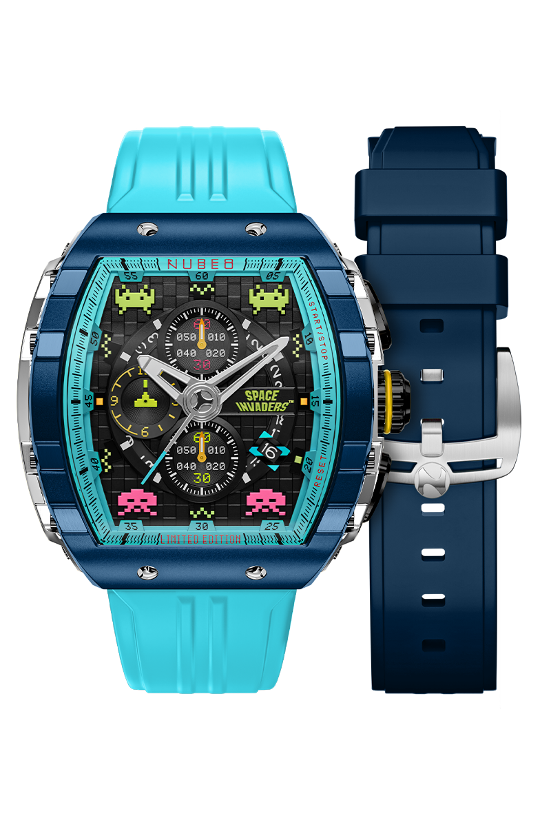 Nubeo Men's 48mm Magellan Space Invaders Limited Edition Strap Watch