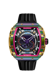 Nubeo Men's 49mm Magellan Automatic 24 Hour Tonneau Silicone Strap Watch