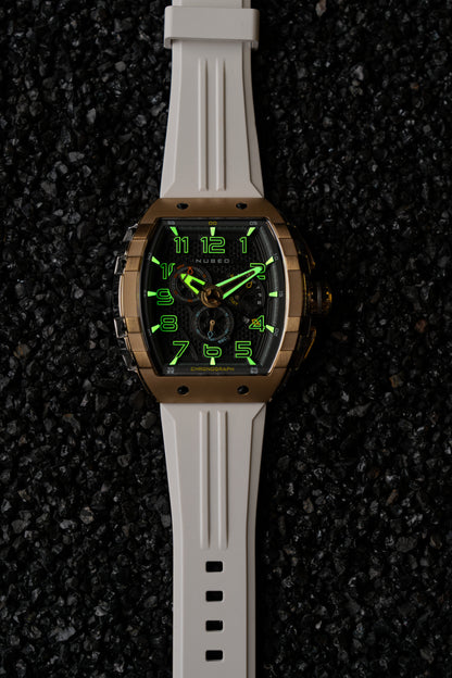 Nubeo Men's 49mm Magellan Retrograde Quartz Chronograph Silicone Strap Watch