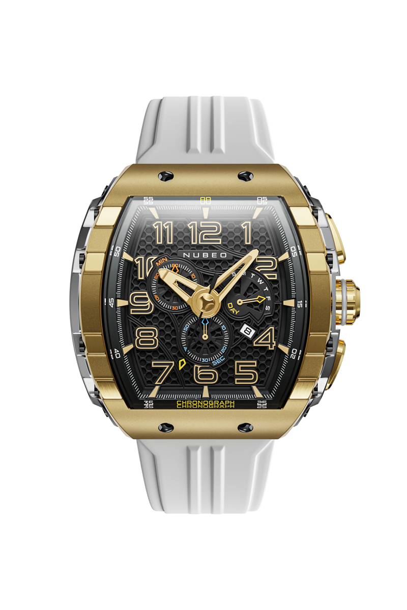 Nubeo Men's 49mm Magellan Retrograde Quartz Chronograph Silicone Strap Watch