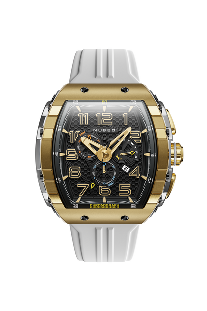 Nubeo Men's 49mm Magellan Retrograde Quartz Chronograph Silicone Strap Watch