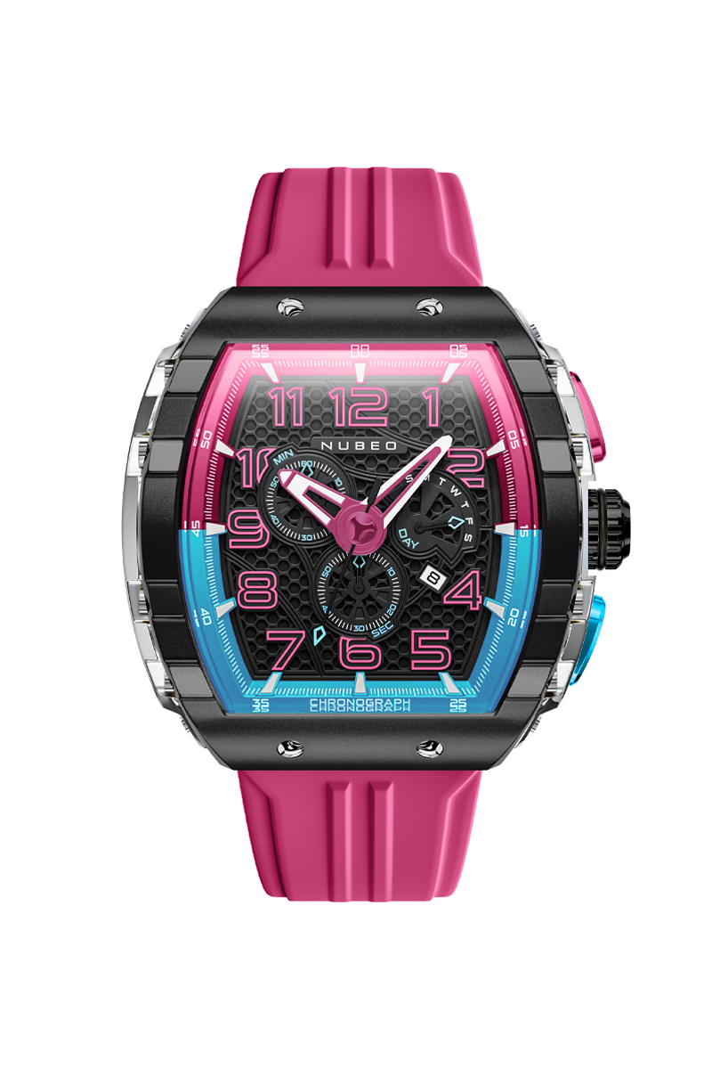 Nubeo Men's 49mm Magellan Retrograde Quartz Chronograph Silicone Strap Watch