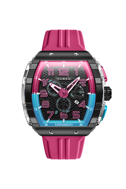 Nubeo Men's 49mm Magellan Retrograde Quartz Chronograph Silicone Strap Watch