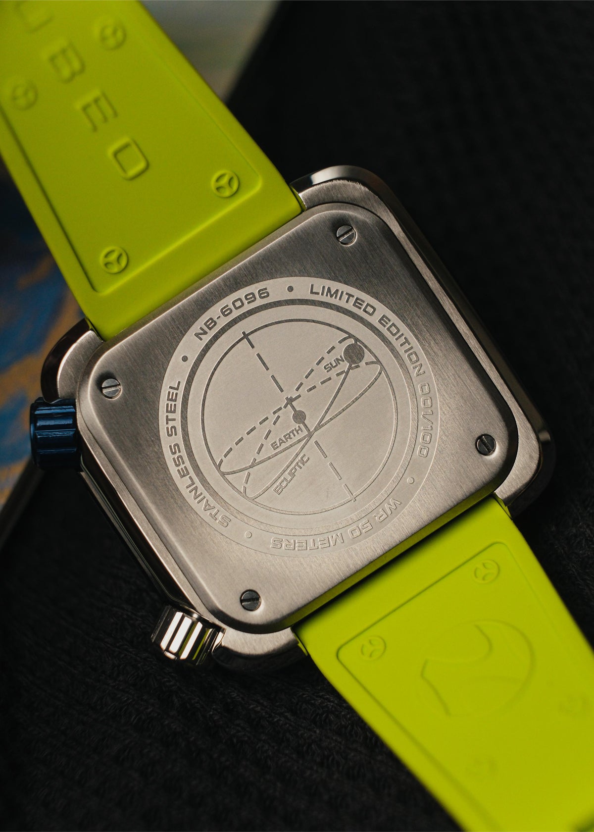 Nubeo Men's 45mm Ecliptic Quartz Retrograde Dual Time Rubber Strap Watch