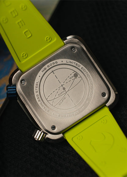 Nubeo Men's 45mm Ecliptic Quartz Retrograde Dual Time Rubber Strap Watch