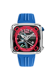 Nubeo Men's 45mm Ecliptic Quartz Retrograde Dual Time Rubber Strap Watch