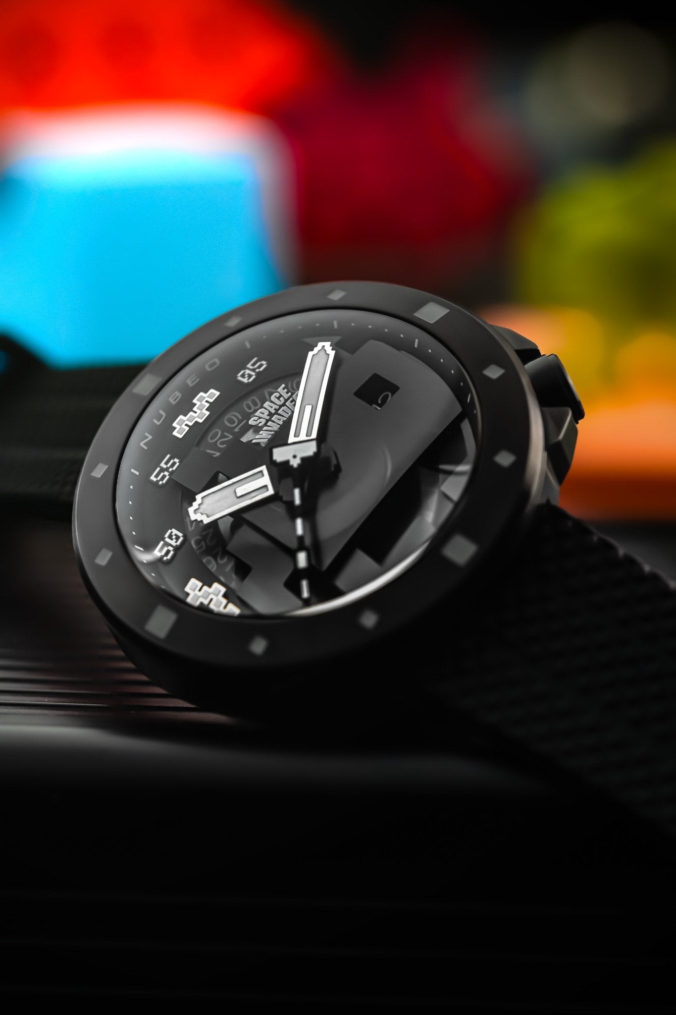 Nubeo Men's 50mm Cassini Space Invaders Automatic Limited Edition Black Strap Watch