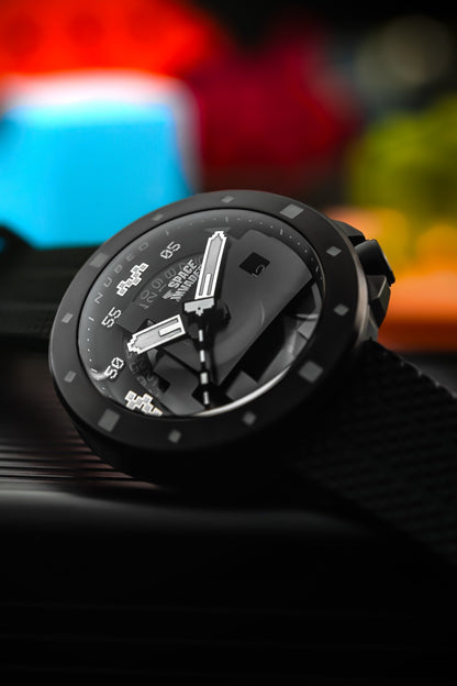 Nubeo Men's 50mm Cassini Space Invaders Automatic Limited Edition Black Strap Watch