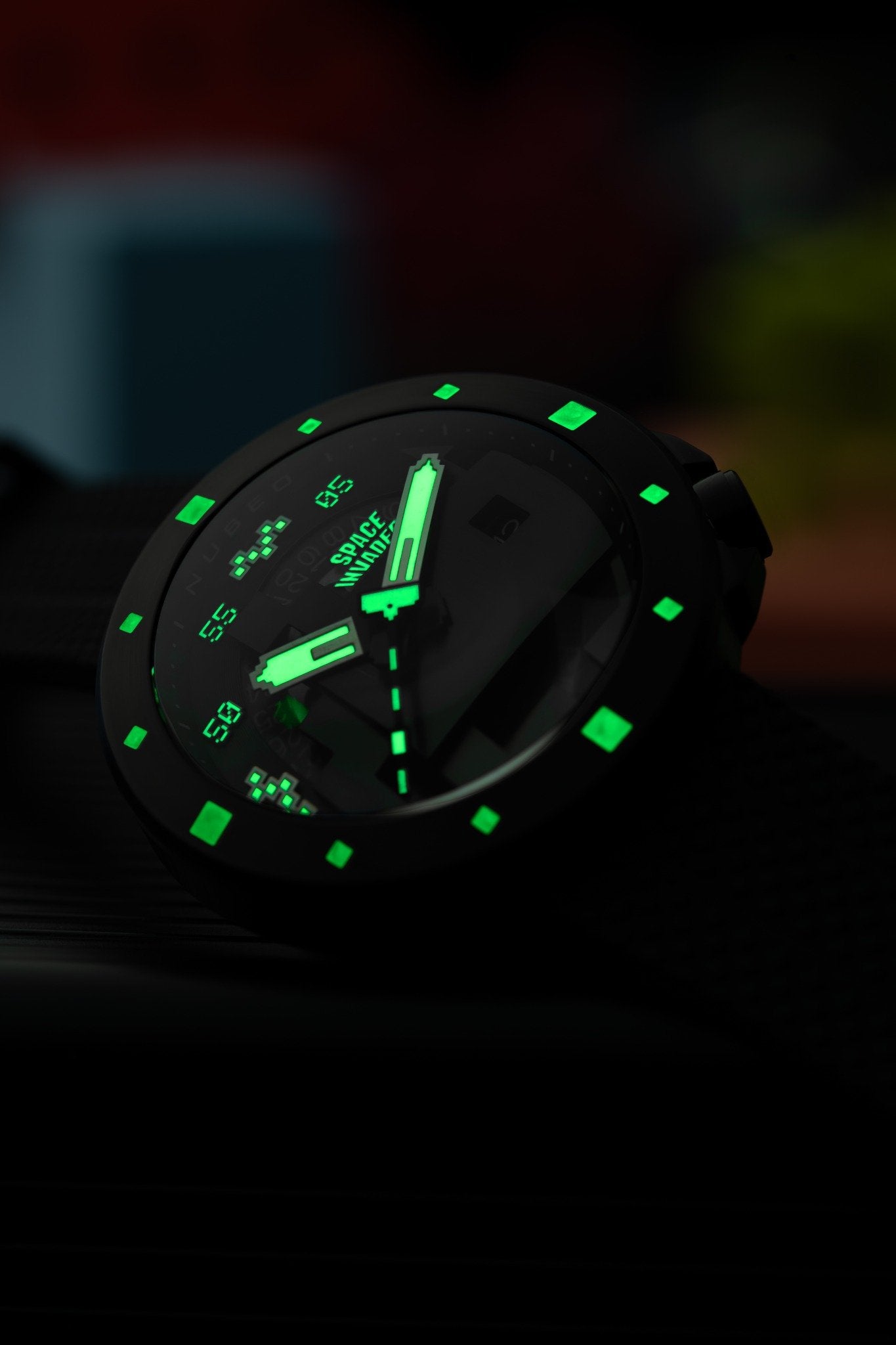 Nubeo Men's 50mm Cassini Space Invaders Automatic Limited Edition Black Strap Watch