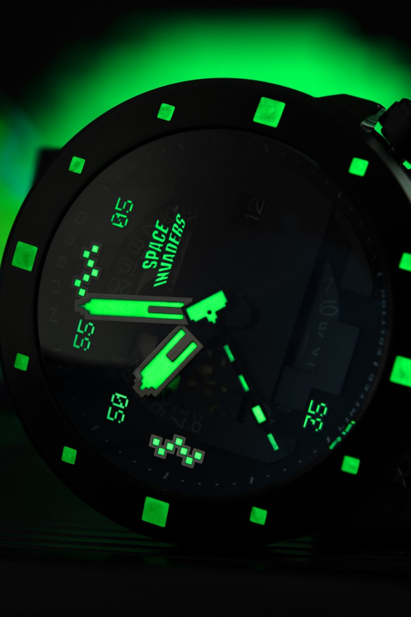 Nubeo Men's 50mm Cassini Space Invaders Automatic Limited Edition Black Strap Watch