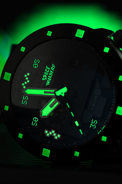 Nubeo Men's 50mm Cassini Space Invaders Automatic Limited Edition Black Strap Watch