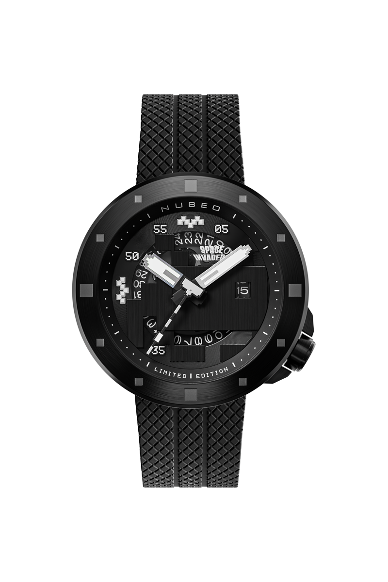 Nubeo Men's 50mm Cassini Space Invaders Automatic Limited Edition Black Strap Watch