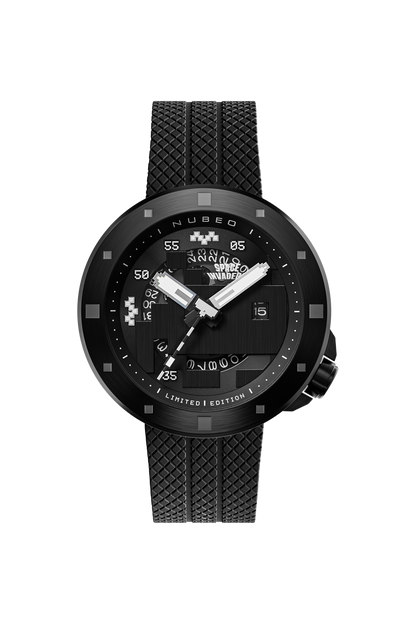 Nubeo Men's 50mm Cassini Space Invaders Automatic Limited Edition Black Strap Watch