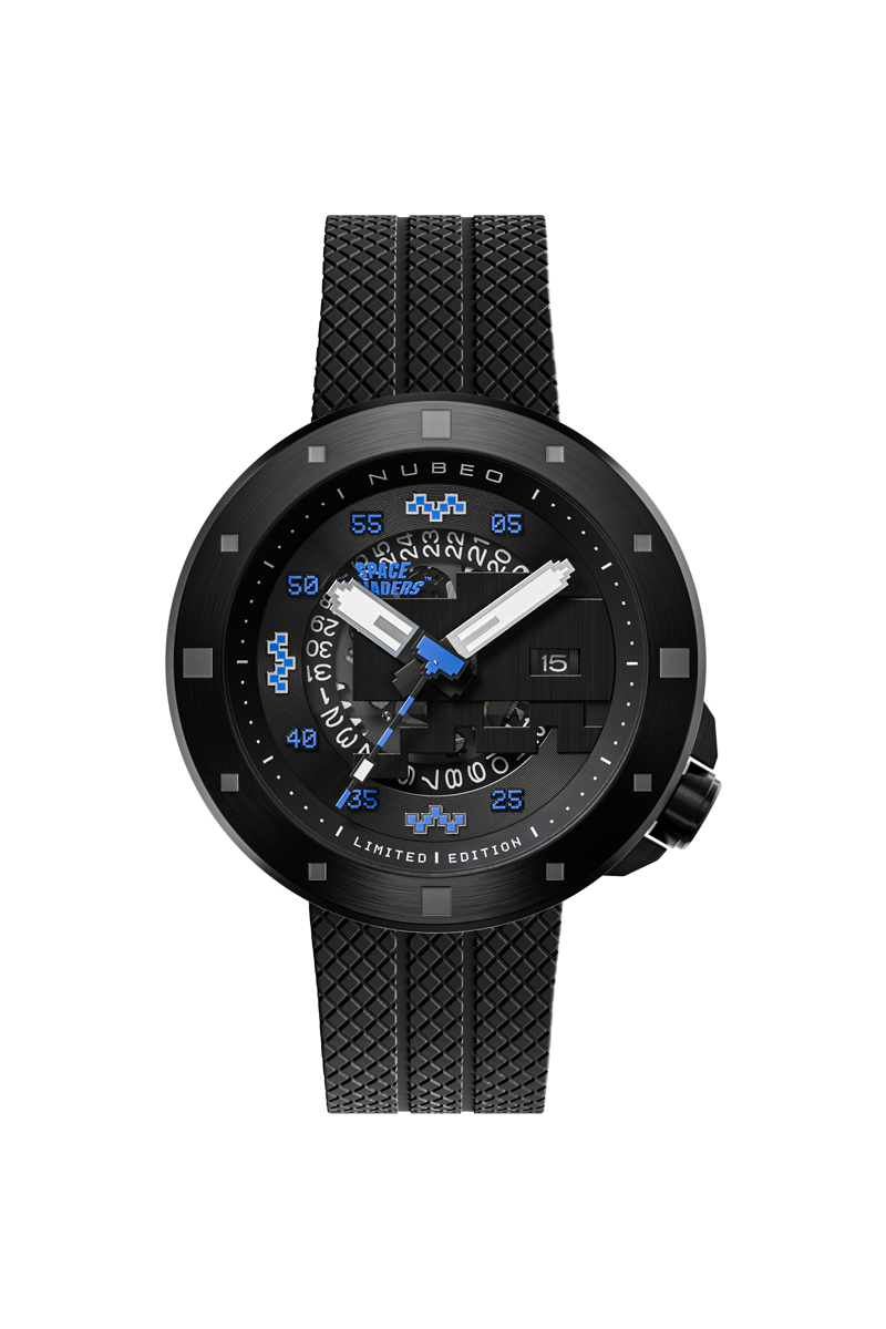 Nubeo Men's 50mm Cassini Space Invaders Automatic Limited Edition Black Strap Watch