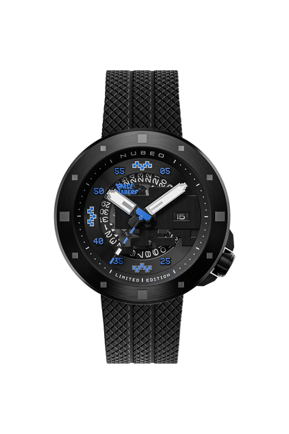 Nubeo Men's 50mm Cassini Space Invaders Automatic Limited Edition Black Strap Watch