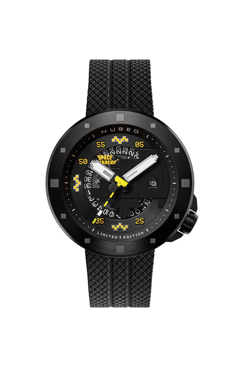 Nubeo Men's 50mm Cassini Space Invaders Automatic Limited Edition Black Strap Watch