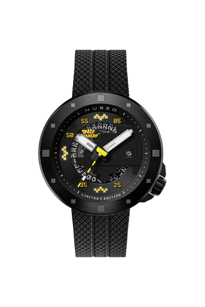 Nubeo Men's 50mm Cassini Space Invaders Automatic Limited Edition Black Strap Watch
