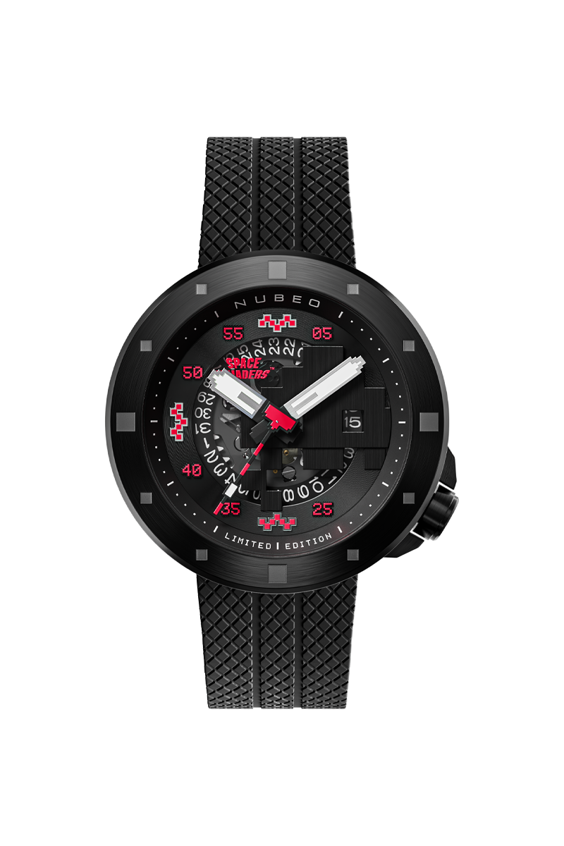 Nubeo Men's 50mm Cassini Space Invaders Automatic Limited Edition Black Strap Watch