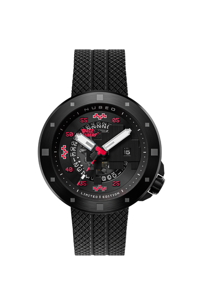 Nubeo Men's 50mm Cassini Space Invaders Automatic Limited Edition Black Strap Watch