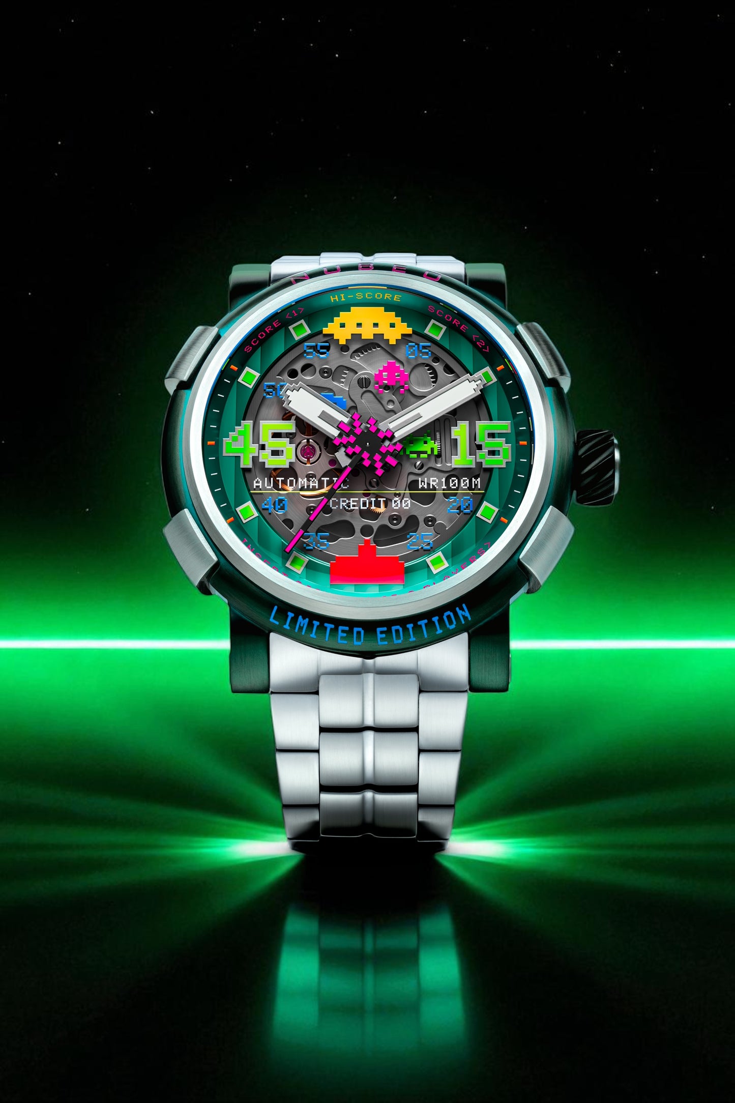 Nubeo Men's 50mm Orion Automatic Space Invaders Lmt Ed Interchangeable Bracelet Watch