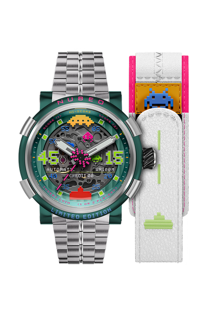 Nubeo Men's 50mm Orion Automatic Space Invaders Lmt Ed Interchangeable Bracelet Watch