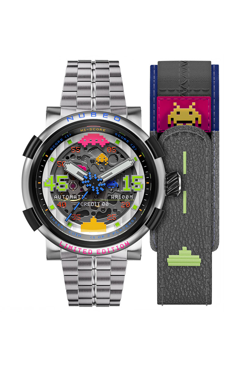 Nubeo Men's 50mm Orion Automatic Space Invaders Lmt Ed Interchangeable Bracelet Watch