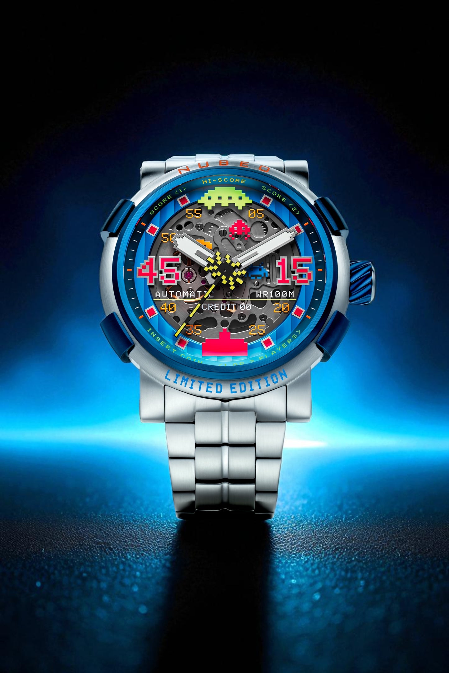 Nubeo Men's 50mm Orion Automatic Space Invaders Lmt Ed Interchangeable Bracelet Watch