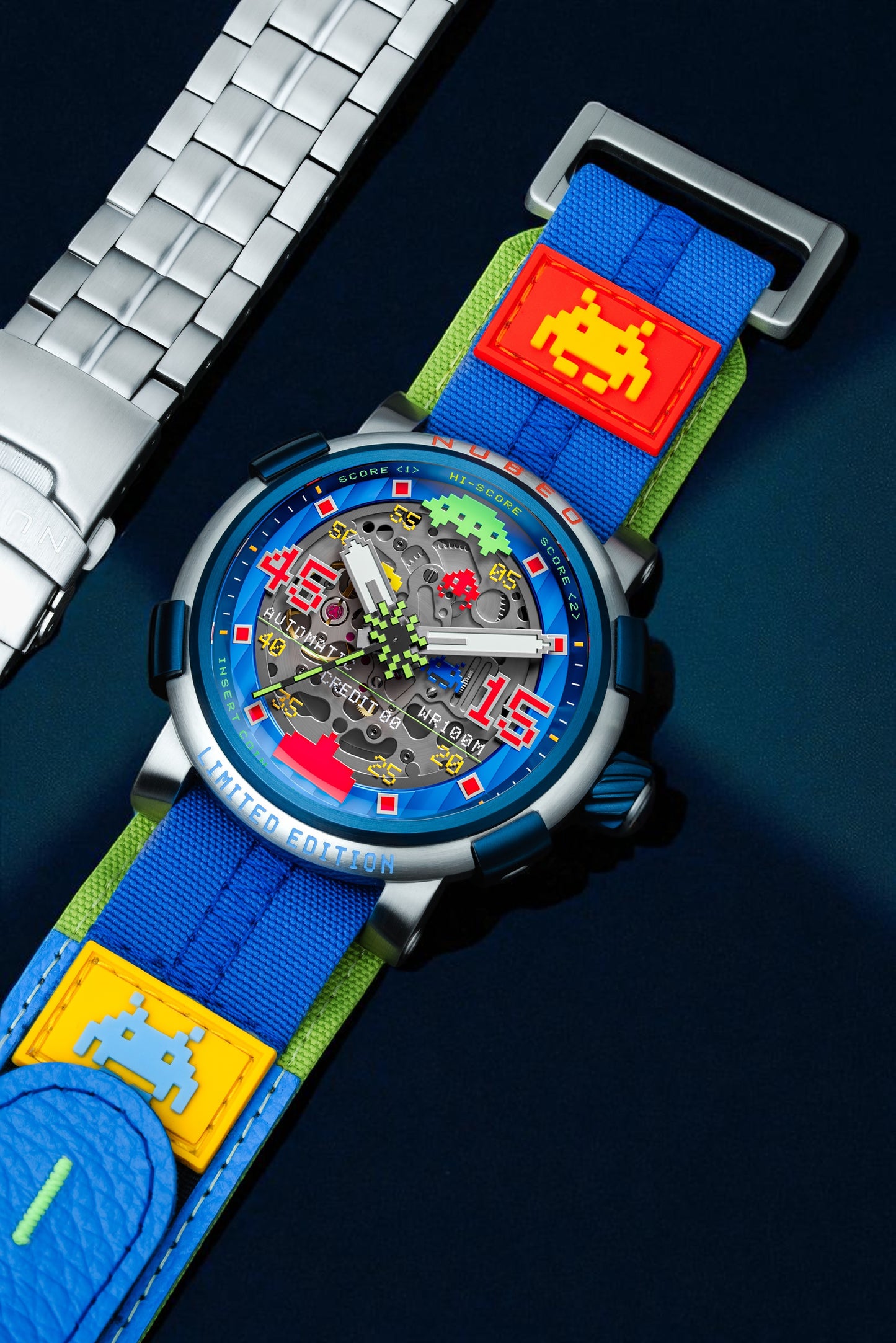 Nubeo Men's 50mm Orion Automatic Space Invaders Lmt Ed Interchangeable Bracelet Watch