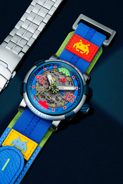 Nubeo Men's 50mm Orion Automatic Space Invaders Lmt Ed Interchangeable Bracelet Watch