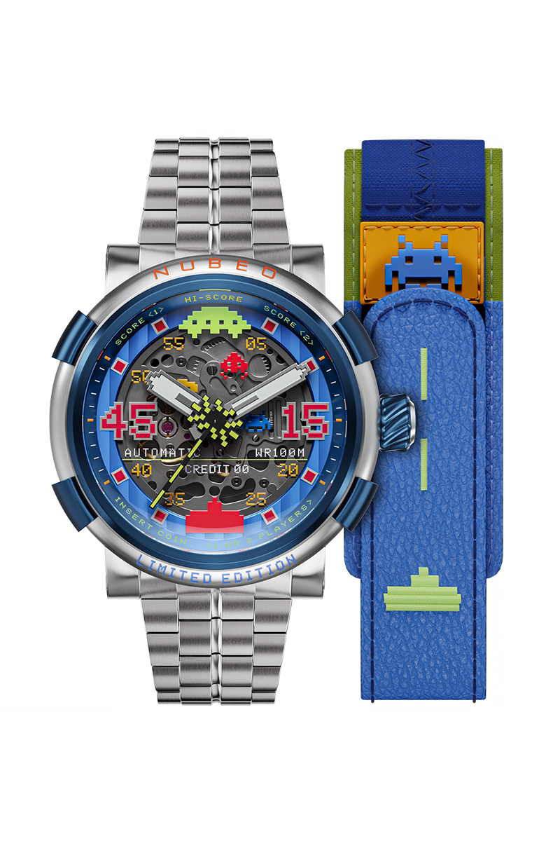Nubeo Men's 50mm Orion Automatic Space Invaders Lmt Ed Interchangeable Bracelet Watch