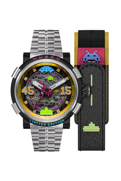 Nubeo Men's 50mm Orion Automatic Space Invaders Lmt Ed Interchangeable Bracelet Watch