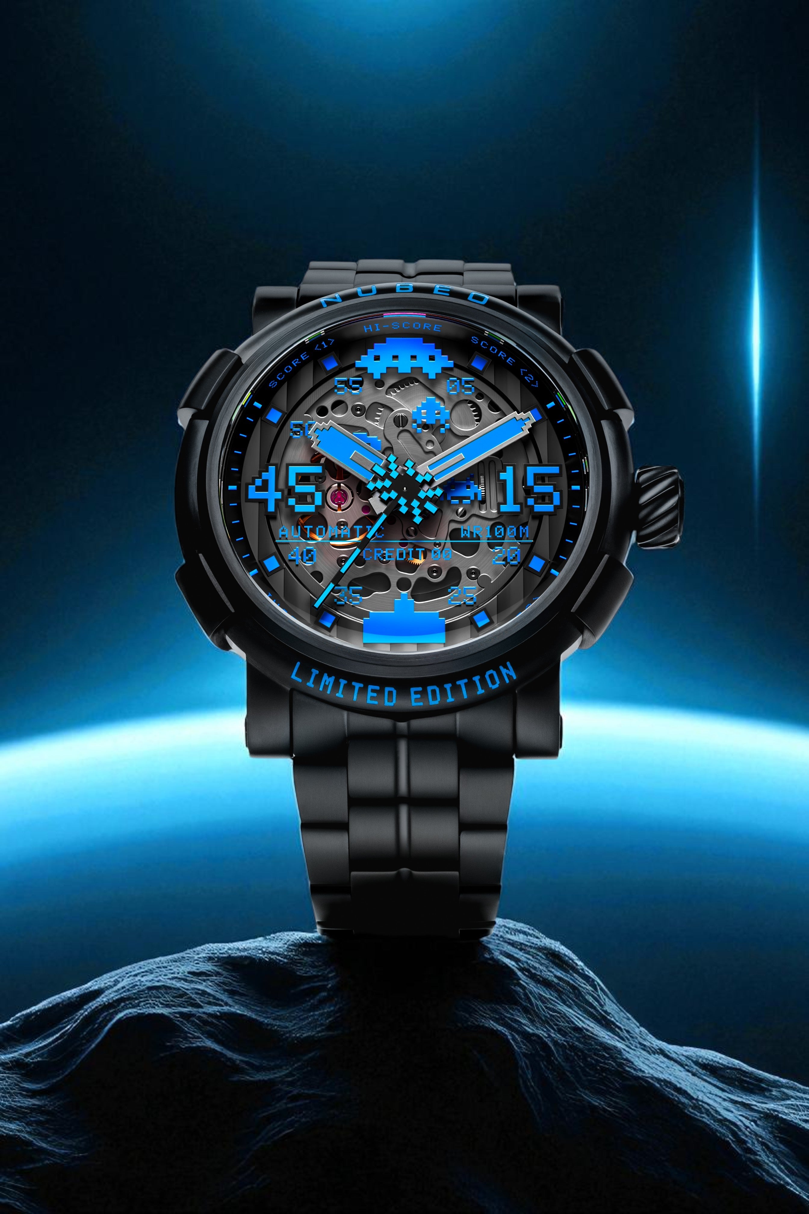 Nubeo Men's 50mm Orion Automatic Space Invaders Lmt Ed Blackout