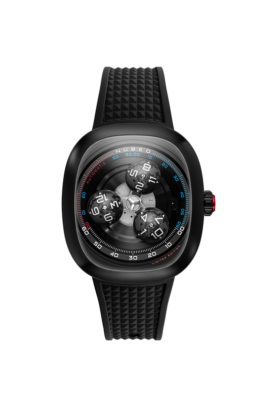Nubeo Men's 46mm Tri-Star Orbit Automatic Limited Edition Oval Rubber Strap Watch