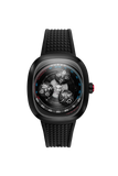 Nubeo Men's 46mm Tri-Star Orbit Automatic Limited Edition Oval Rubber Strap Watch