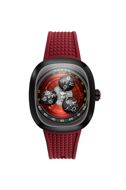 Nubeo Men's 46mm Tri-Star Orbit Automatic Limited Edition Oval Rubber Strap Watch