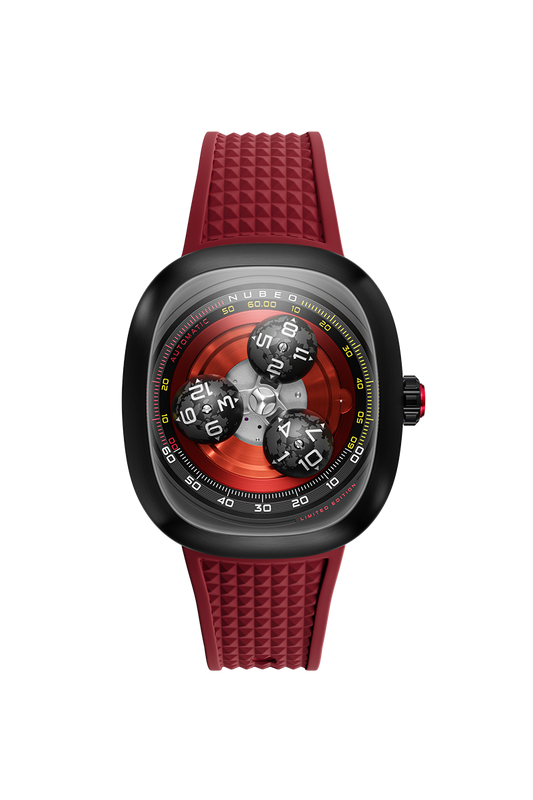 Nubeo Men's 46mm Tri-Star Orbit Automatic Limited Edition Oval Rubber Strap Watch