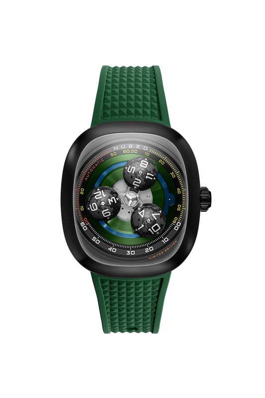 Nubeo Men's 46mm Tri-Star Orbit Automatic Limited Edition Oval Rubber Strap Watch