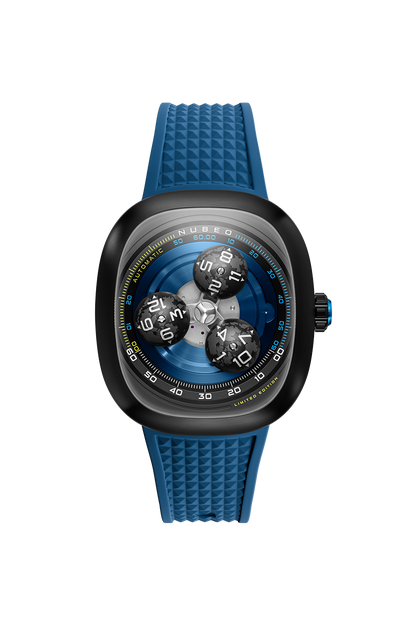 Nubeo Men's 46mm Tri-Star Orbit Automatic Limited Edition Oval Rubber Strap Watch