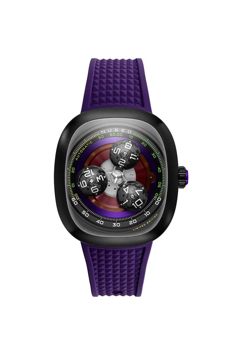 Nubeo Men's 46mm Tri-Star Orbit Automatic Limited Edition Oval Rubber Strap Watch