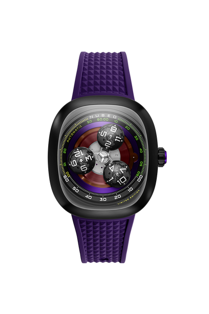 Nubeo Men's 46mm Tri-Star Orbit Automatic Limited Edition Oval Rubber Strap Watch
