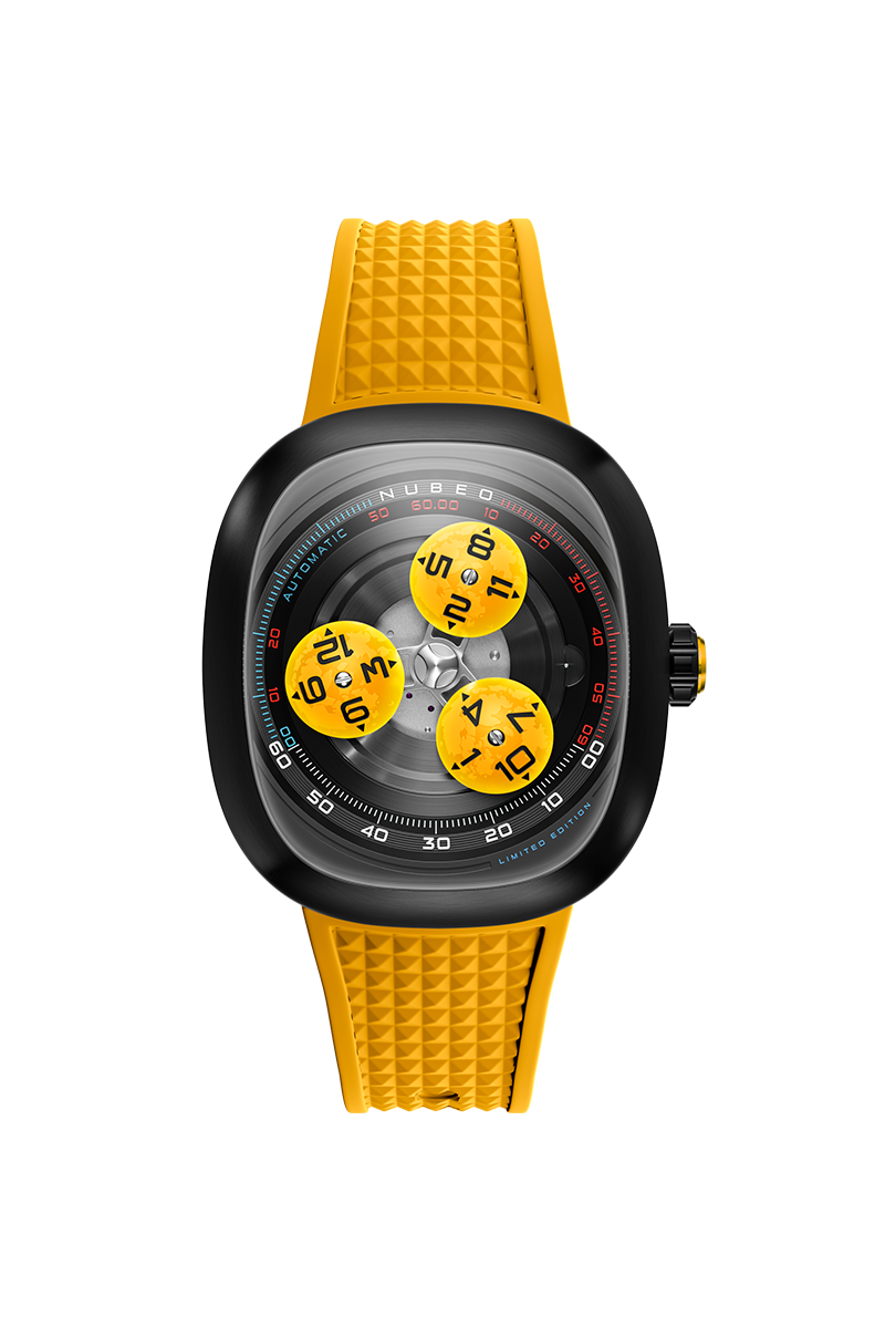 Nubeo Men's 46mm Tri-Star Orbit Automatic Limited Edition Oval Rubber Strap Watch